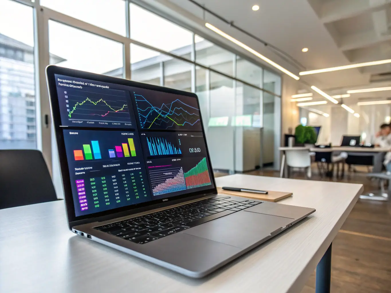 An image showing a graph of rising search rankings and a laptop displaying SEO analytics, symbolizing improved online visibility through SEO.