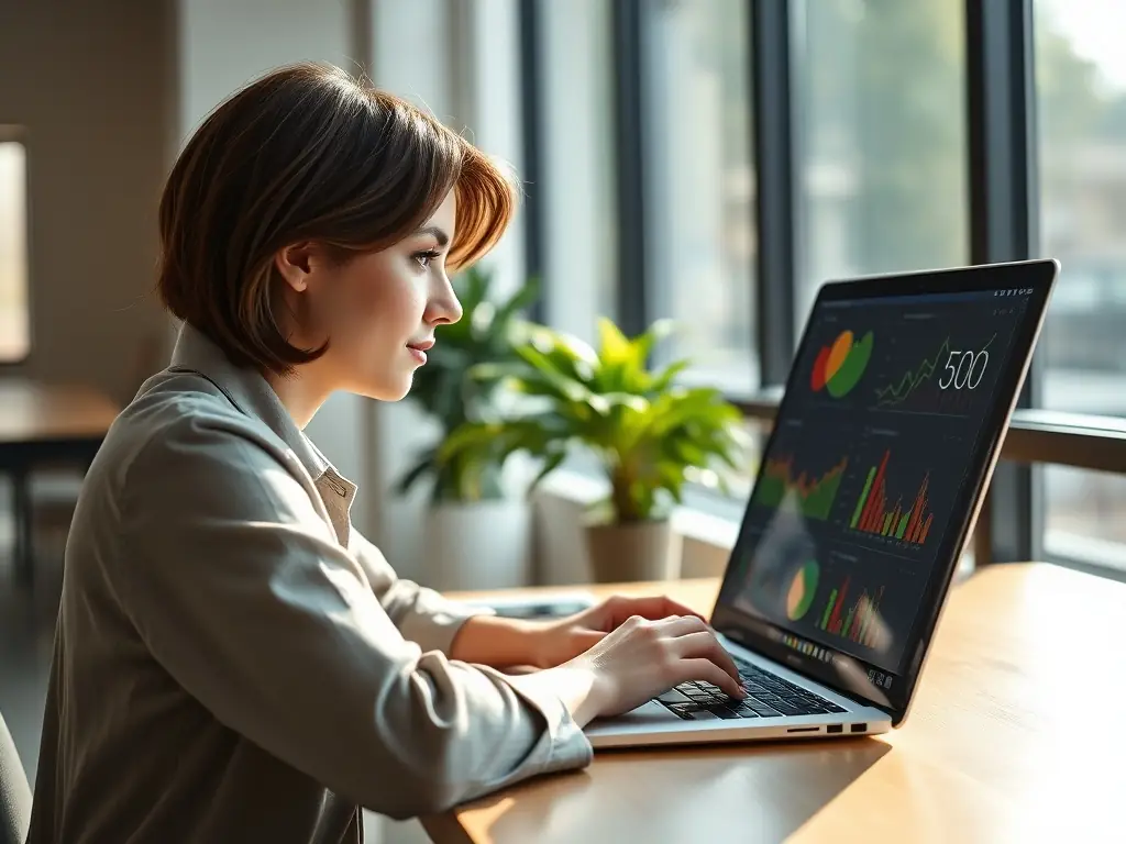 A person managing a Google Ads campaign on a tablet, displaying ad performance metrics and conversion tracking.